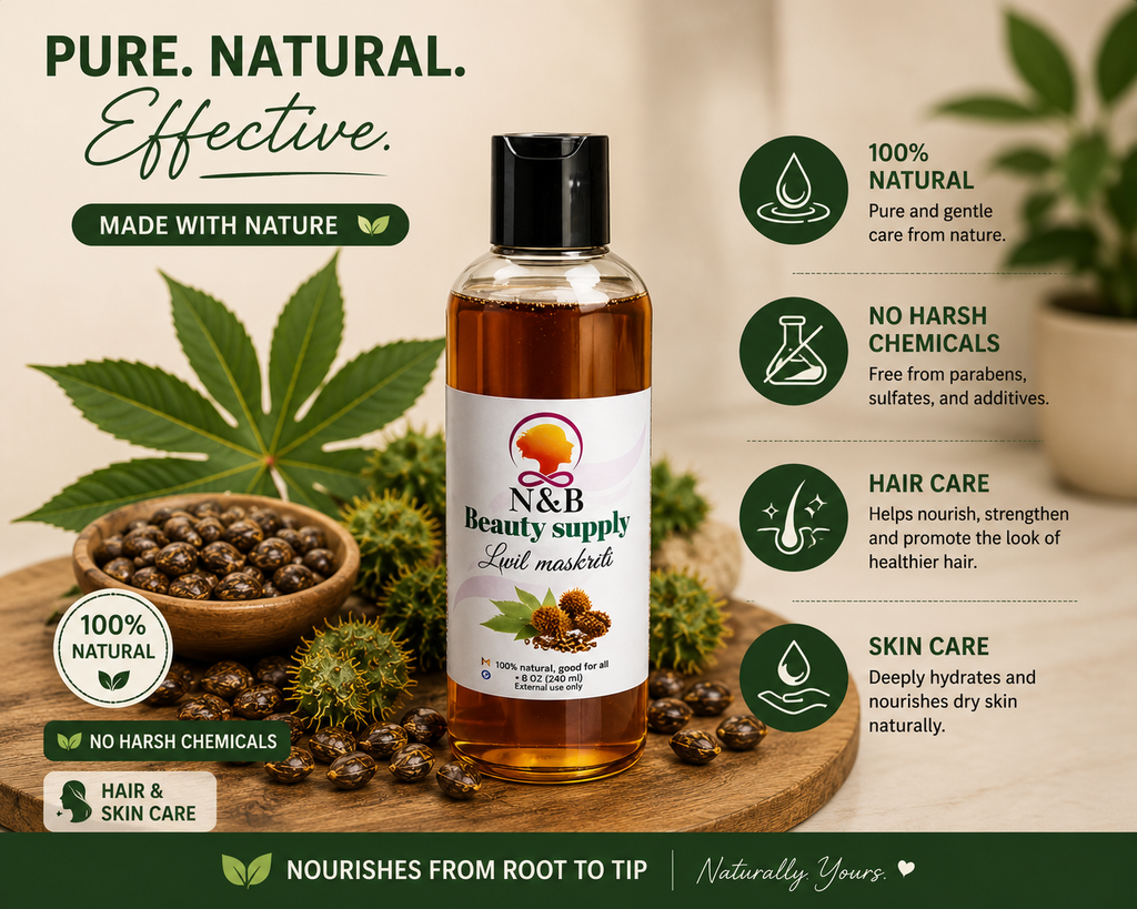 Premium Natural Castor Oil for Hair & Skin – 8 oz