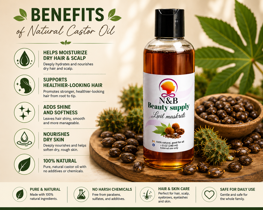 Premium Natural Castor Oil for Hair & Skin – 8 oz